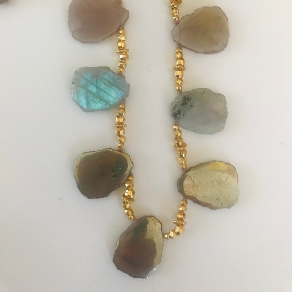 Chan Luu Sliced Pyrite Cord Necklace
